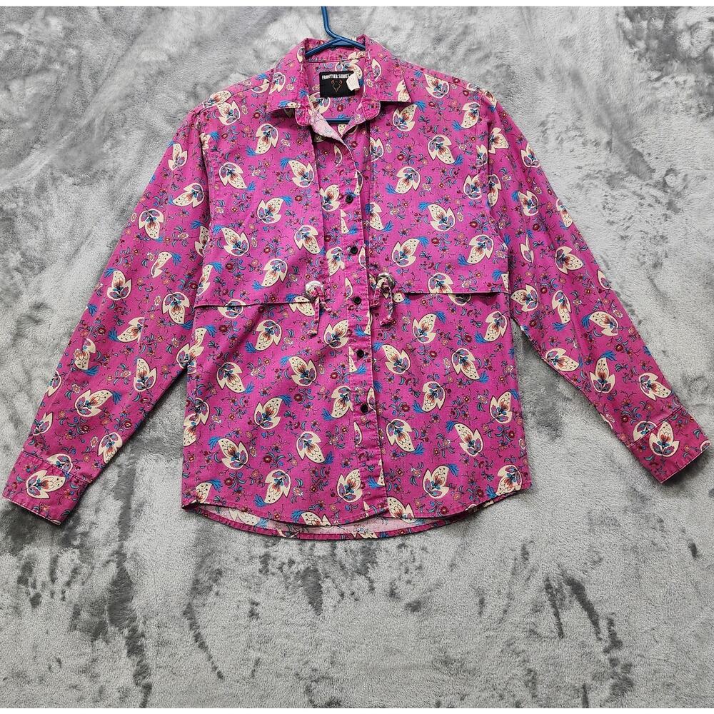 Vintage Frontier Series Top Womens S Pink Floral Long Sleeve‎ Western Cowgirl